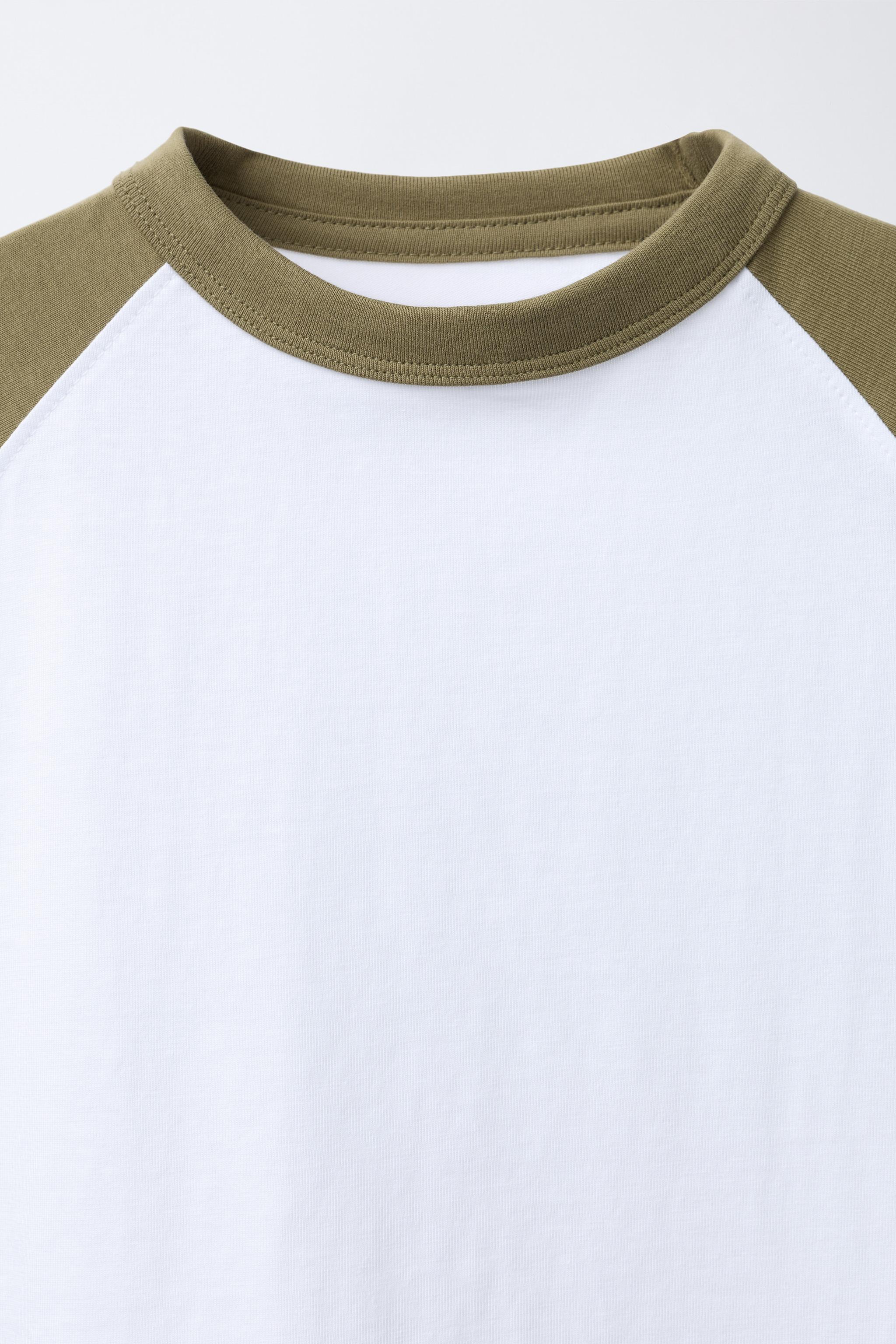 EMBROIDERED TEXT RAGLAN SLEEVE T-SHIRT
