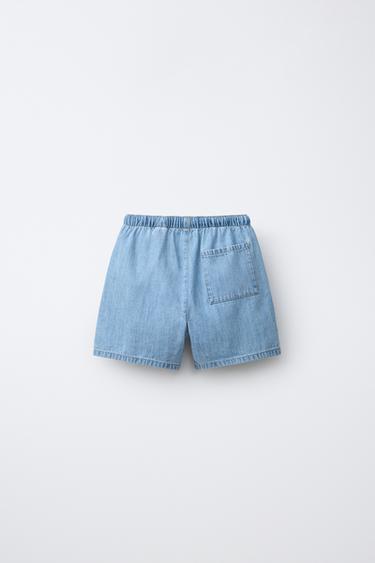 DENIM BERMUDA SHORTS WITH BUTTONS - Light blue by Zara