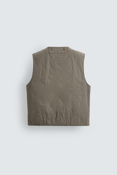 GILET DÉLAVÉ SURPIQÛRES - Kaki de Zara - Image 8