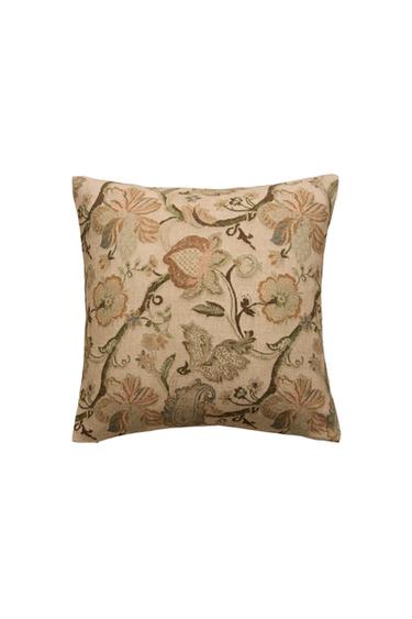 Zara FLORAL CUSHION COVER - Light beige