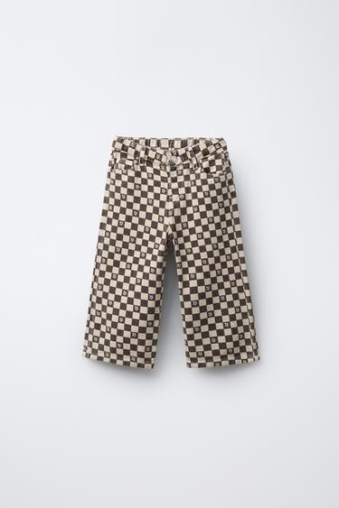 TWILL CULOTTES WITH CHECK PRINT - Grey by Zara