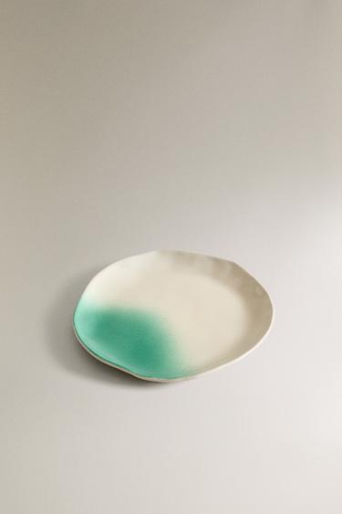 ASSIETTE À PAIN GRÈS DÉGRADÉ X COLLAGERIE - Vert / Écru de Zara - Image 1