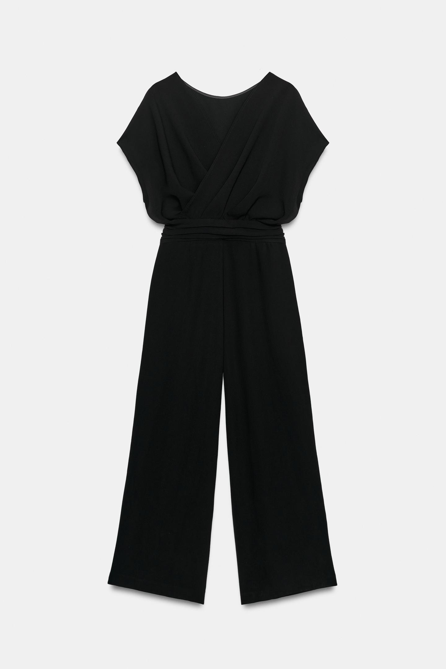Женский комбинезон Zara Pleated Waist Jumpsuit, цвет: Чёрный — фото 8