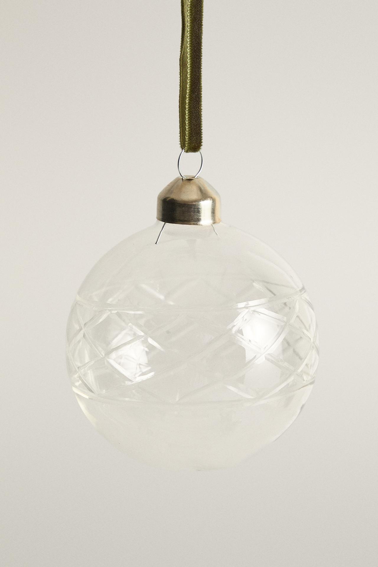 CARVED GLASS CHRISTMAS TREE DECORATION