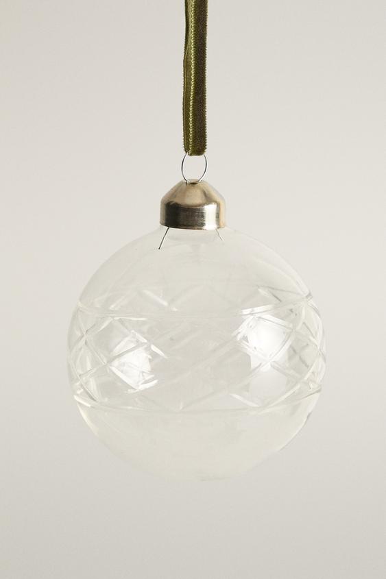 CARVED GLASS CHRISTMAS TREE DECORATION - Transparent by Zara - Image 0