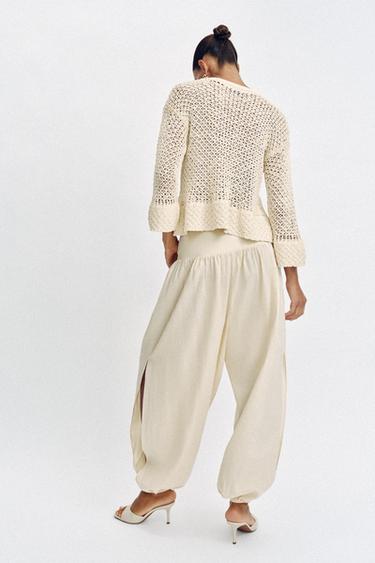 PANTALON BOUFFANT AVEC NŒUD - Beige clair de Zara - Image 6