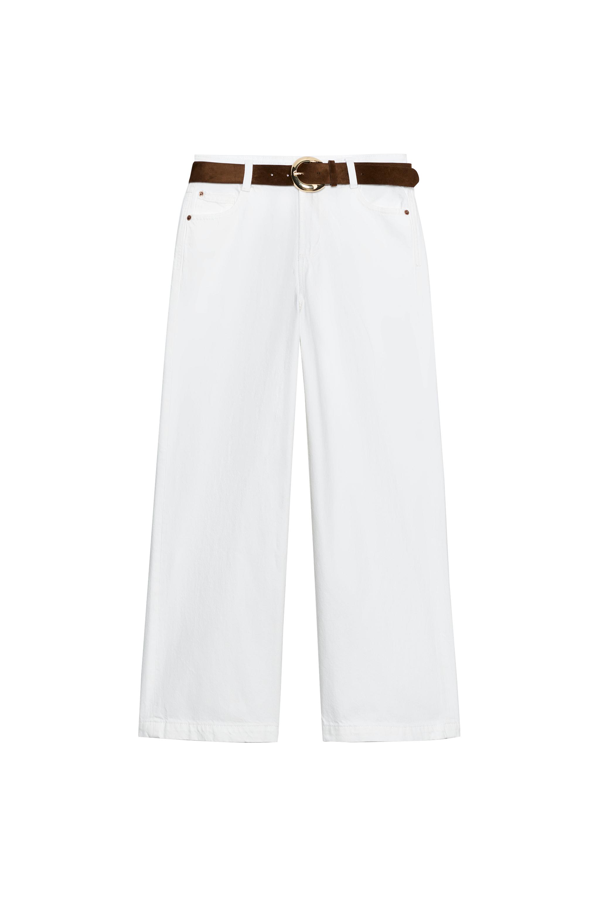 JEANS WIDE LEG CROPPED TIRO ALTO CINTURÓN