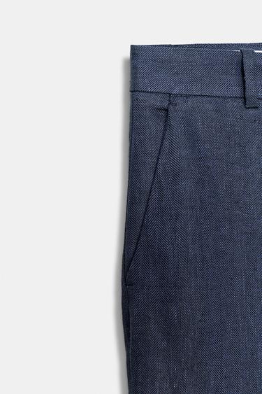 PANTALÓN ESPIGA 100% LINO - Índigo de Zara