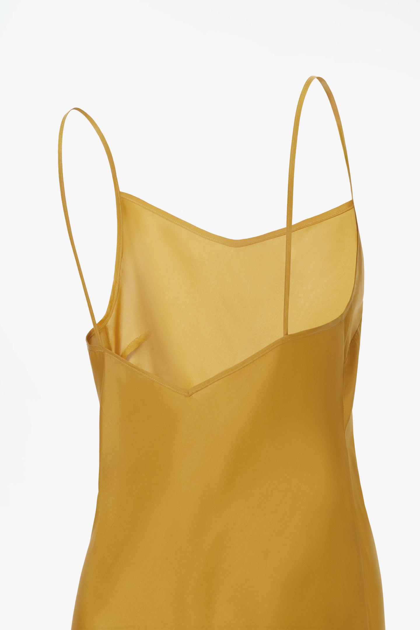 Женское платье Zara Limited Edition 100% Silk Slip, цвет: Ocher — фото 5