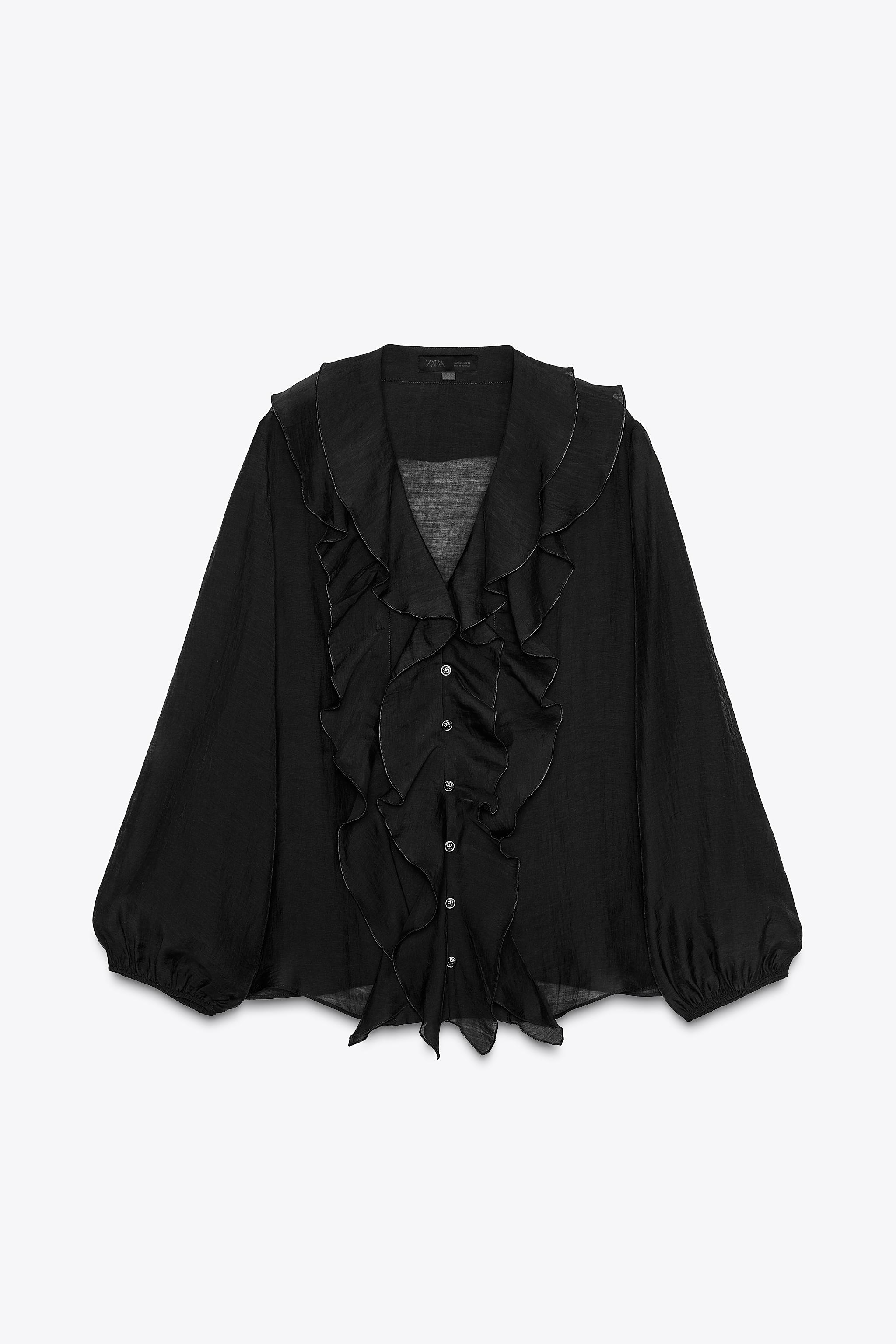 るり ZW COLLECTION RUFFLED SHIRT - Ecru | ZARA United States