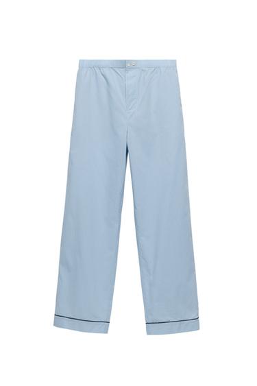 Zara JACQUARD PAJAMA PANTS - Sky blue