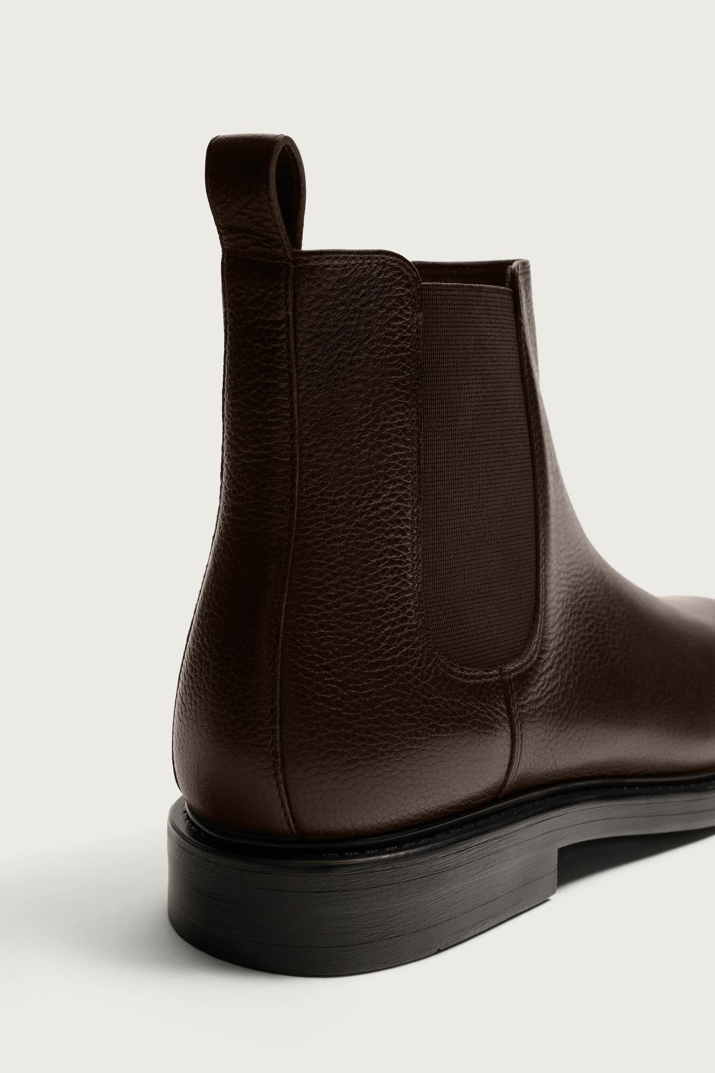Ботинки Zara Leather Chelsea, цвет: Коричневый — фото 3