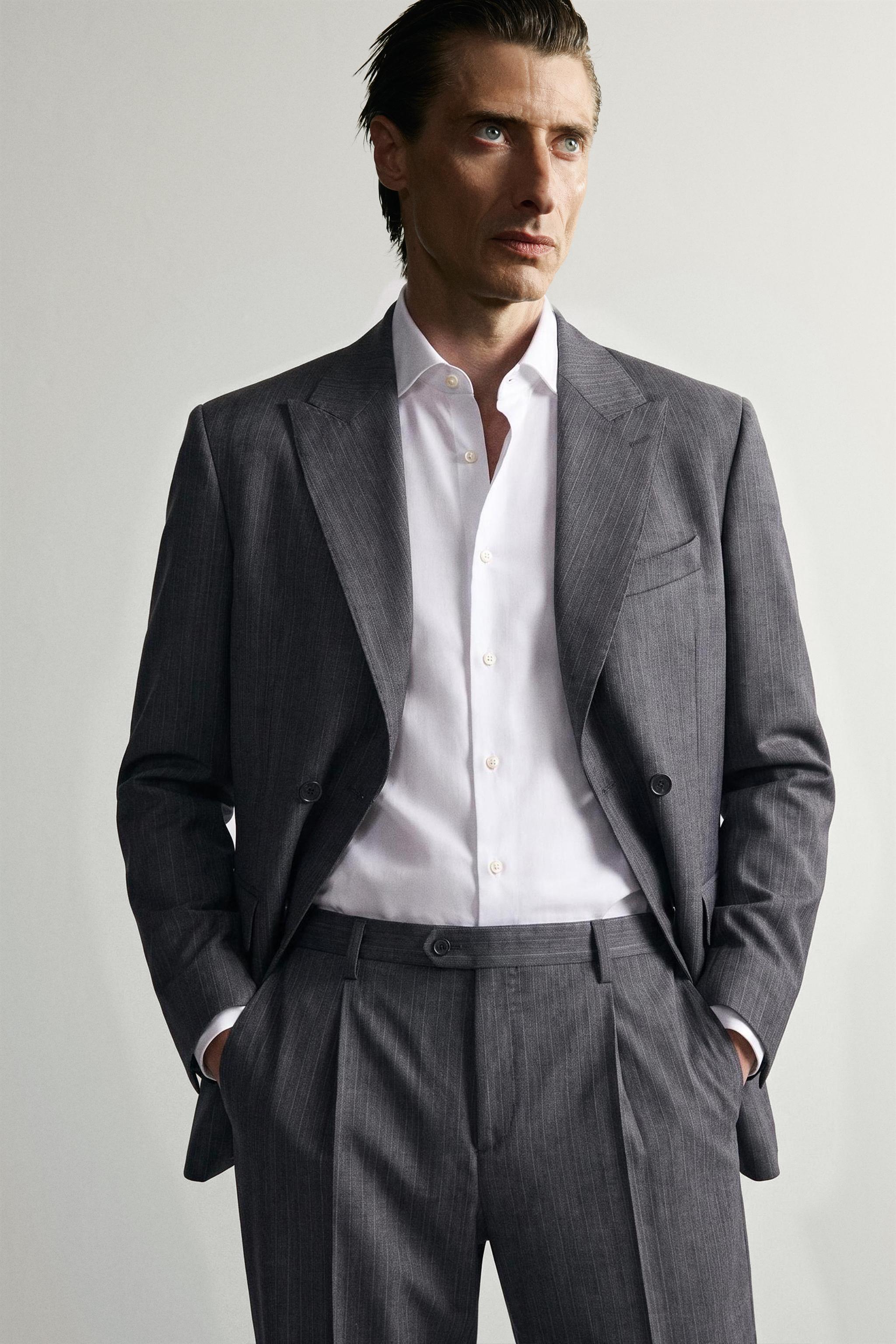 VESTE DE COSTUME À RAYURES 100 % LAINE