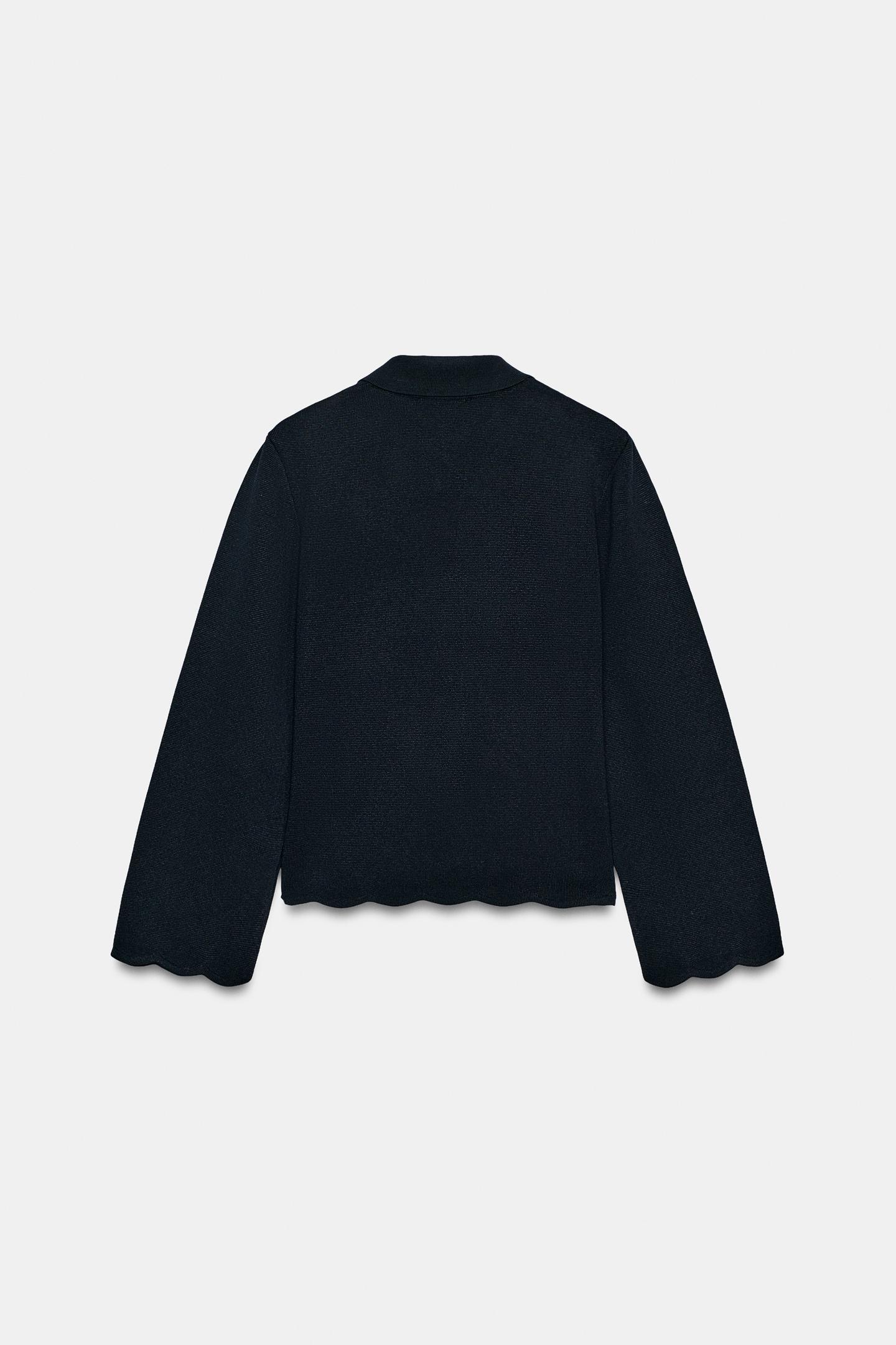 Женский кардиган Zara Wave Detail, цвет: Тёмно-синий — фото 7