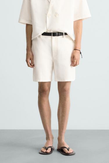 Zara RELAXED FIT SHORTS - White