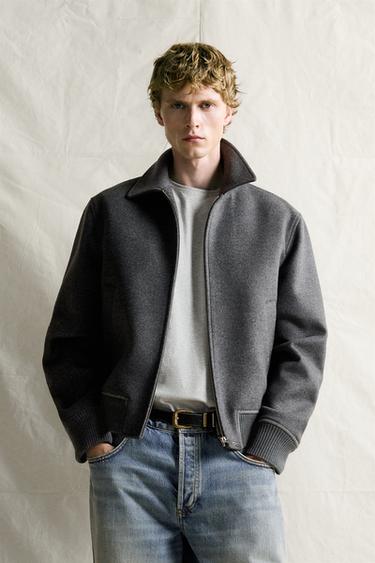 WOOL-BLEND REGULAR-FIT JACKET — Gray marl 2