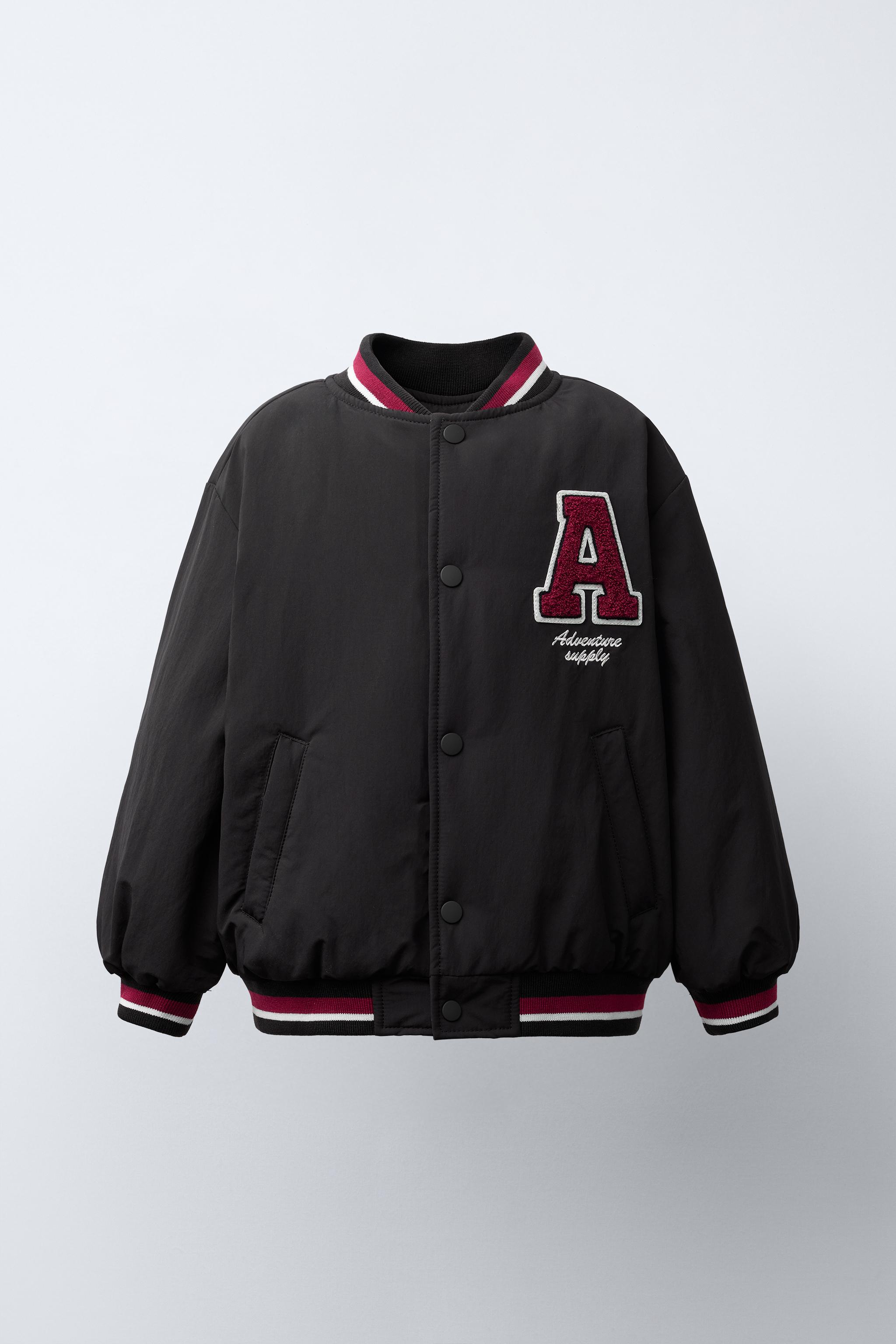 PATCH FAUX SHEARLING LINED BOMBER JACKET - Dark anthracite