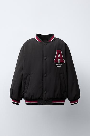 BOMBERJACKE MIT SHEARLINGFUTTER UND AUFNÄHER - Anthrazit dunkel von Zara
