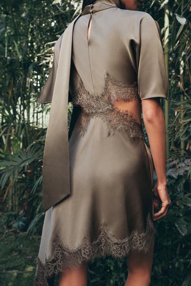 ZW COLLECTION SATIN LACE DRESS - Mink by Zara - Image 2