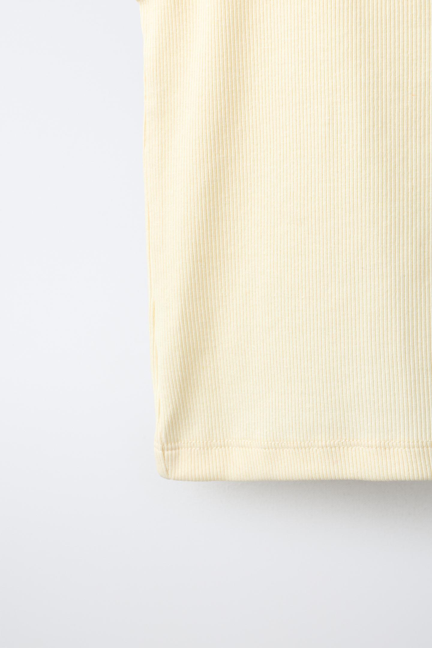 Топ Zara Ribbed Tank Top, цвет: Светлый жёлтый — фото 4