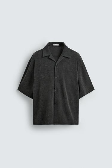 Zara EMBOSSED RELAXED FIT SHIRT - Anthracite Gray