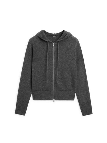 Cardigan zippé à capuche en laine mélangée - Gris moyen de Zara