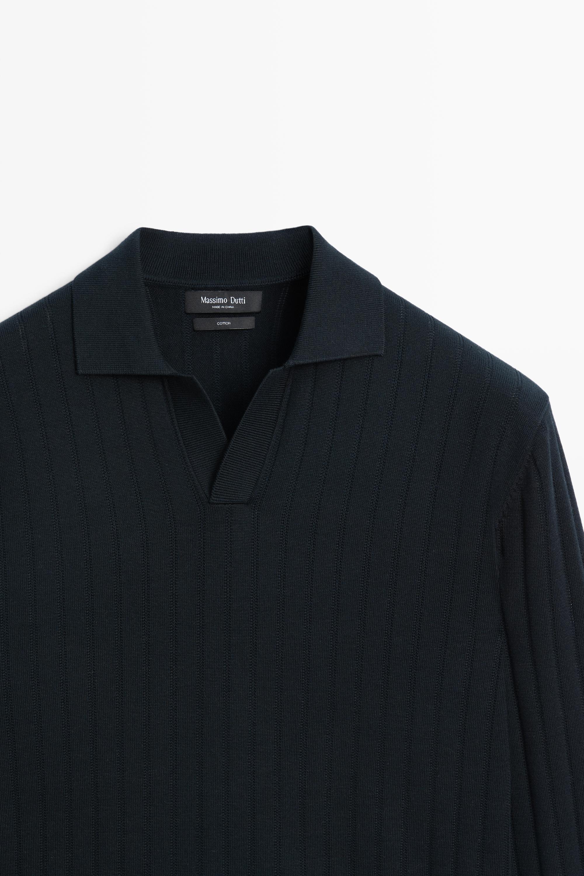 Pull en maille 100 % coton col polo