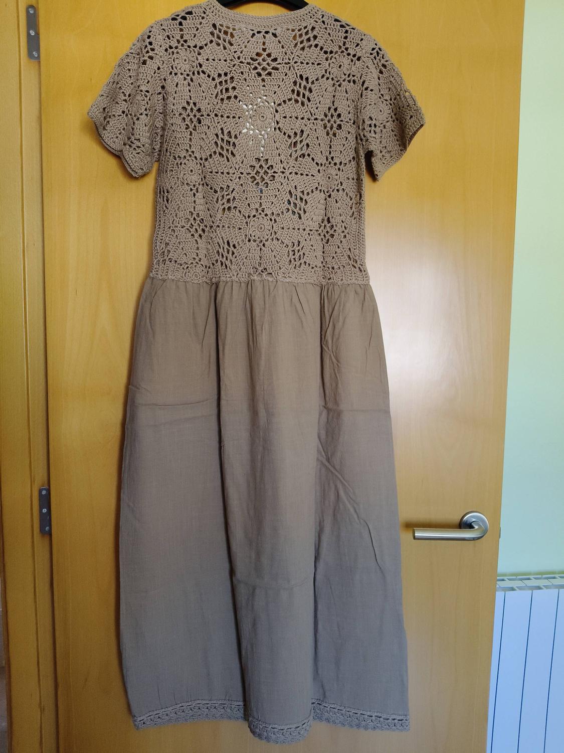 CONTRAST MACRAMÉ KNIT MIDI DRESS - Image 2