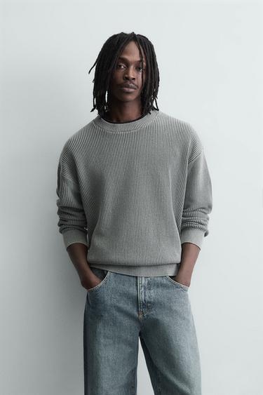WASHED RIBBED TEXTURE JUMPER - Grey by Zara
