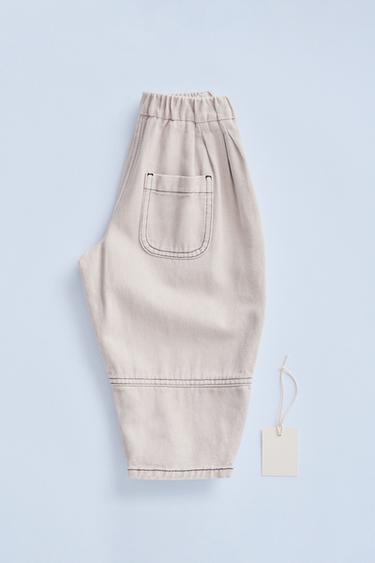 ZARA TIMELESZ  - LINEN BAGGY TROUSERS - Bone by Zara - Image 1