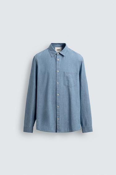 LIMITED EDITION RELAXED FIT CHAMBRAY SHIRT - Mid-blue by Zara