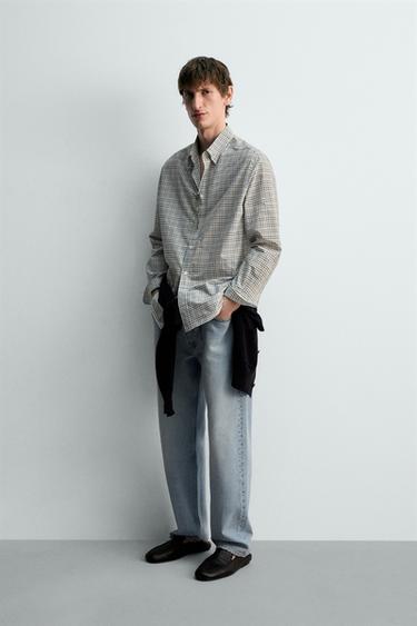 RELAXED FIT CHECK SHIRT - Sky blue by Zara - Image 3