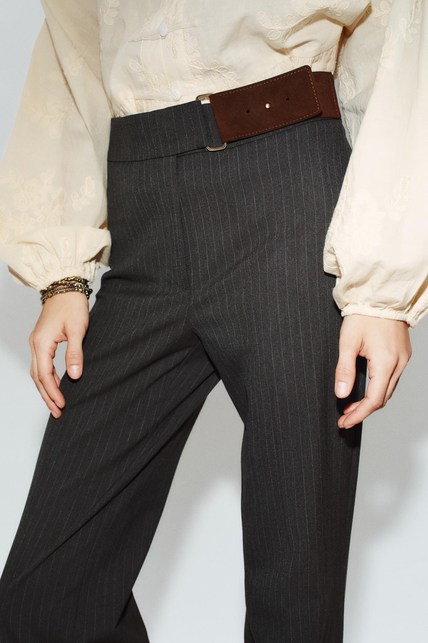 Женские брюки Zara Buckle Flare, цвет: Коричневый — фото 6