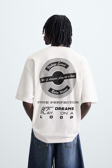 ФУТБОЛКА З ДРУКОВАНИМИ ГРАФІКАМИ - Білий Zara