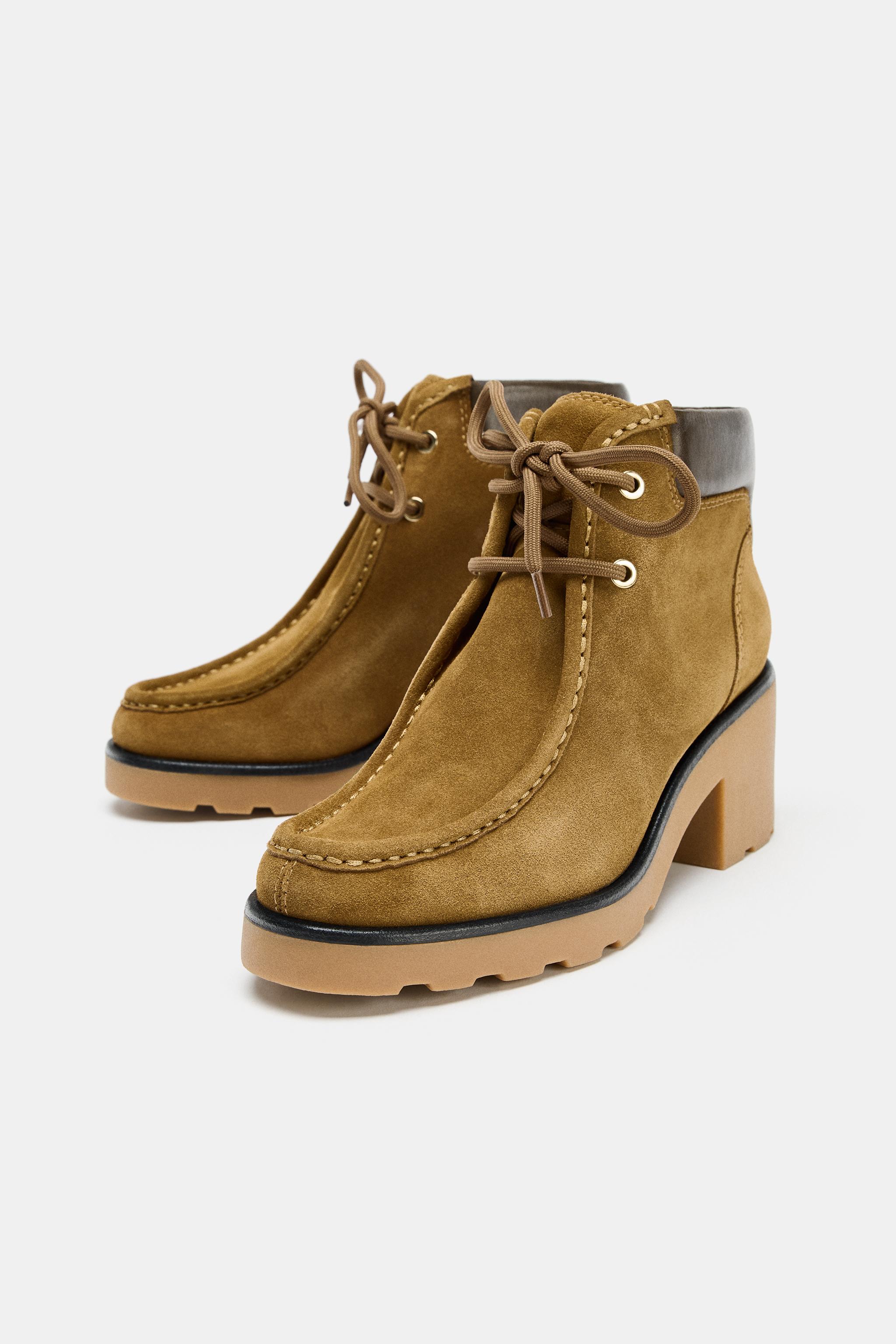 LACED HEELED ANKLE BOOTS