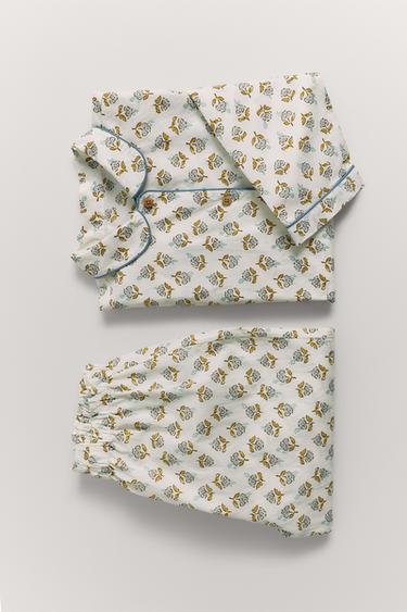 3-6 YEARS/ FLORAL SHIRT AND TROUSERS PYJAMAS - camel by Zara