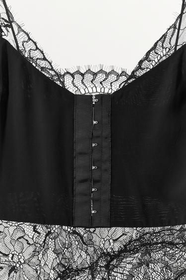 TOP BRETELLES DENTELLE - Noir de Zara - Image 6