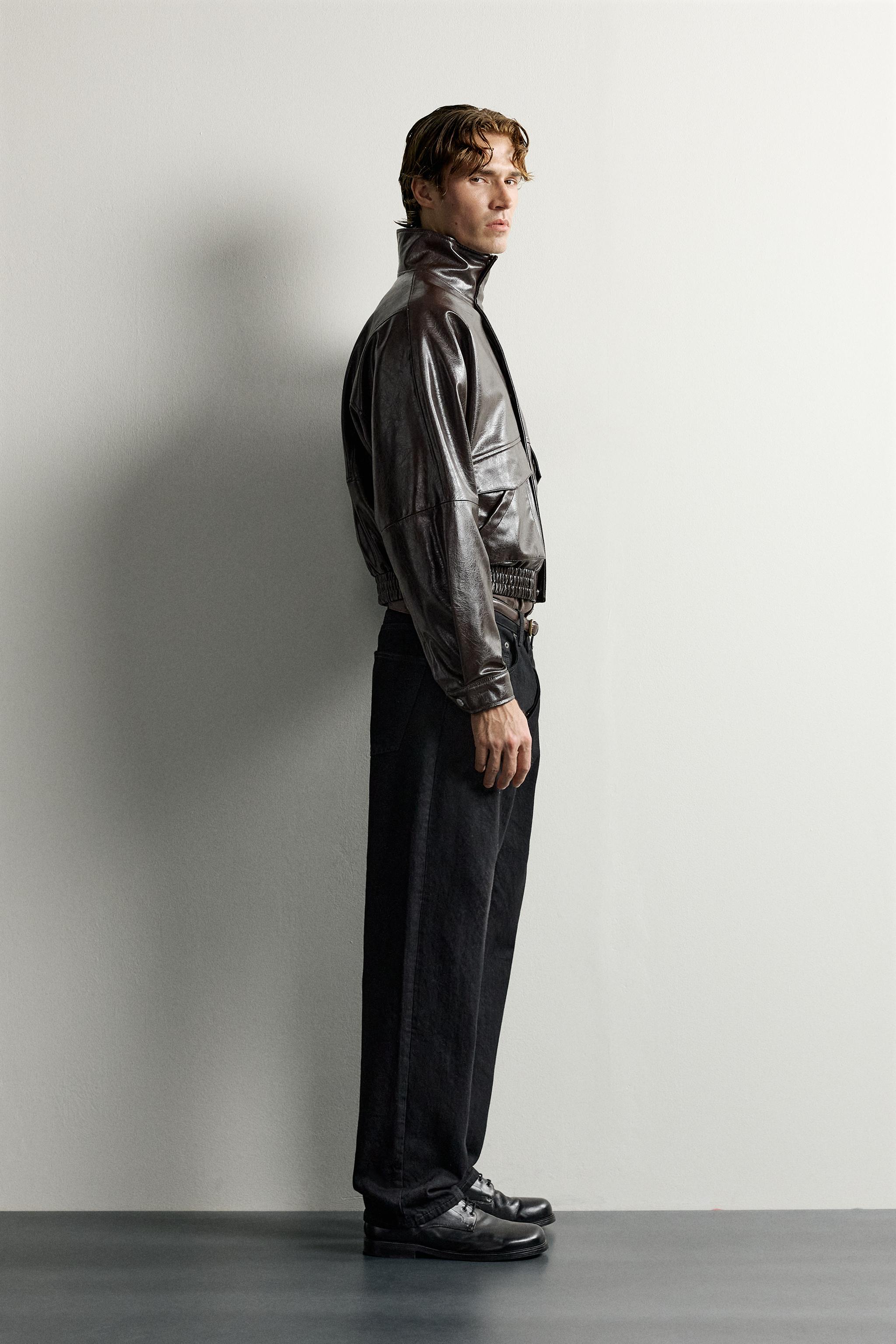 Zara CROP FIT SUNİ DERİ CEKET görsel 4