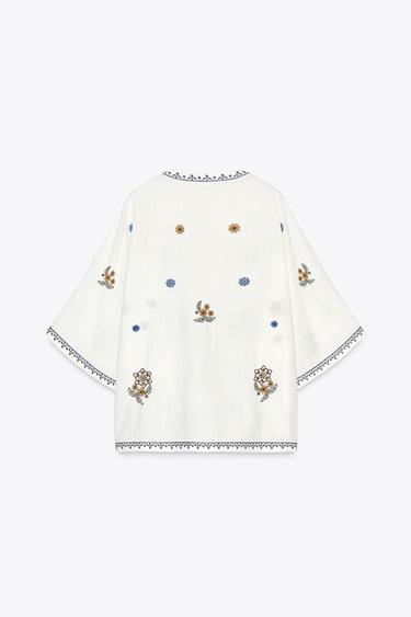 BLOUSE BRODERIES FLEURS ZW COLLECTION - Multicolore de Zara - Image 6