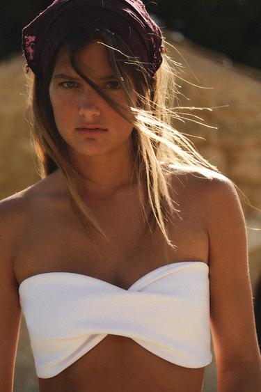 TOP BANDEAU INTERLOCK - Blanco de Zara