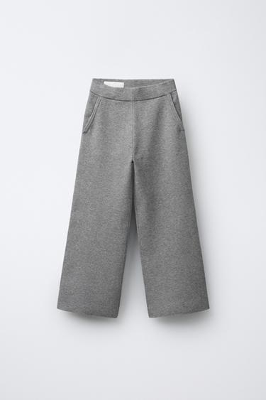 KNIT WIDE-LEG TROUSERS - Mid-grey by Zara