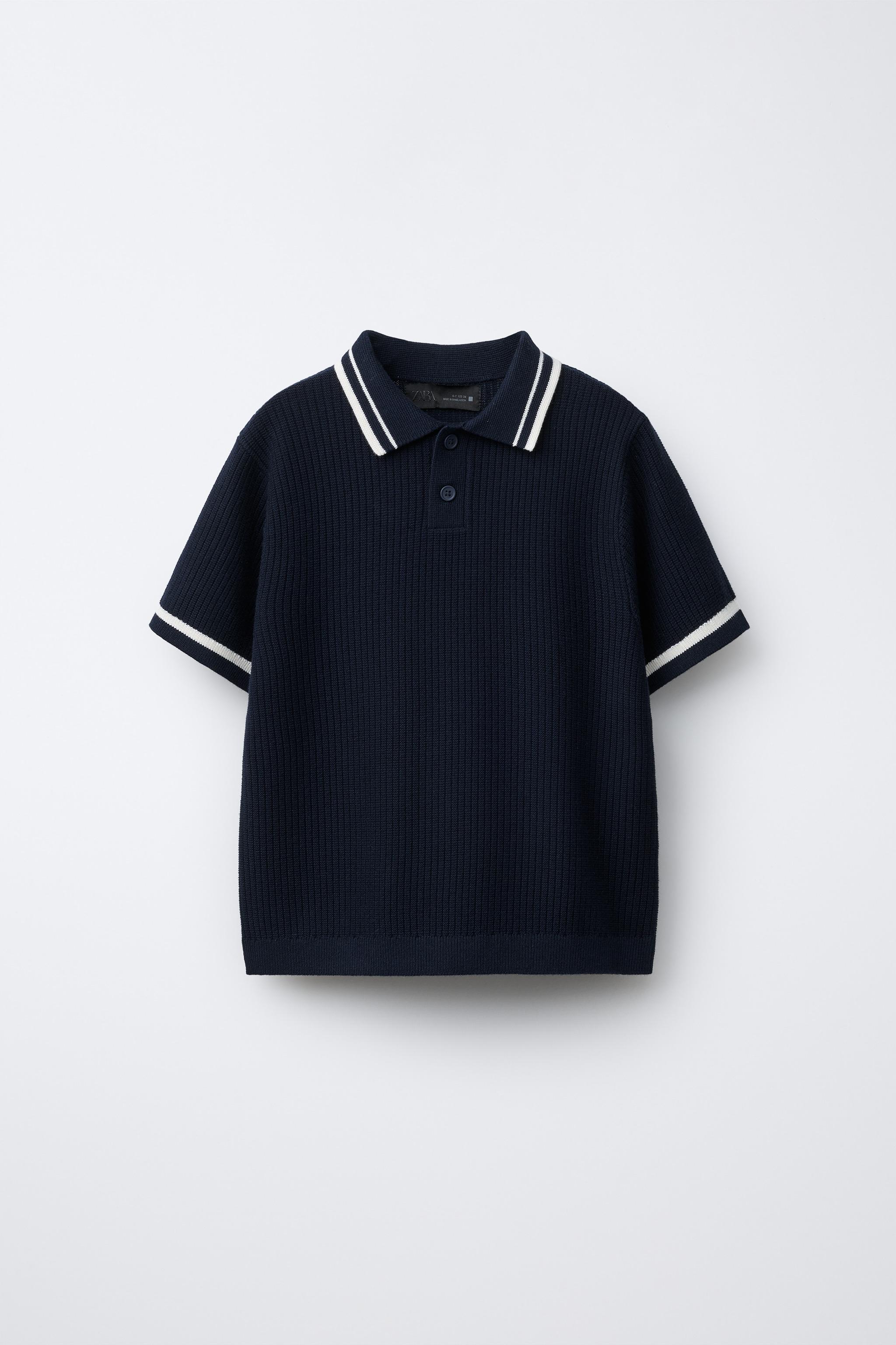 BASIC RIB KNIT POLO SHIRT - Navys / Ecru | ZARA United States