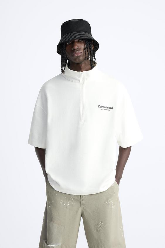 QUARTERZIP SWEATSHIRT Oysterwhite ZARA India