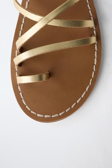 SANDALES EN CUIR - Or de Zara - Image 5