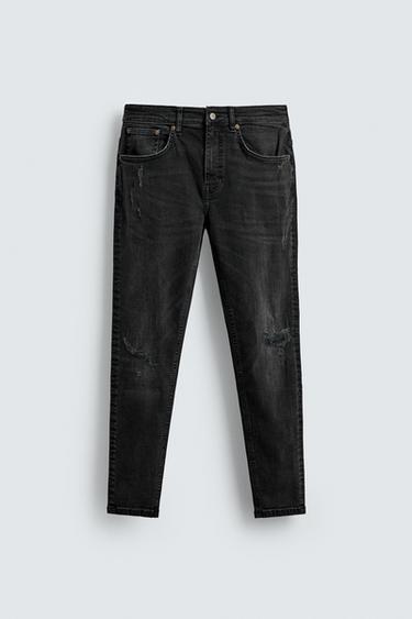 RIPPED SKINNY FIT JEANS - Black by Zara