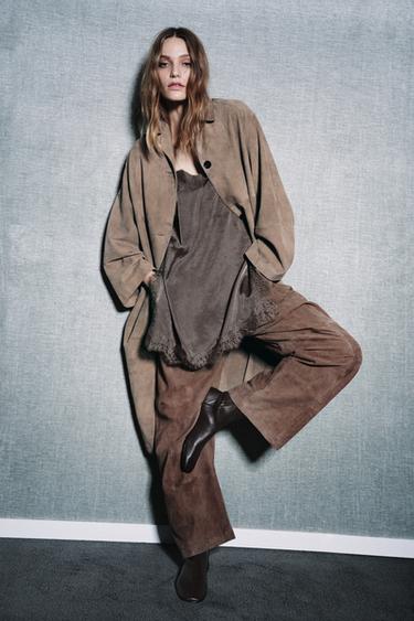 Zara LIMITED EDITION FLAT LEATHER ANKLE BOOTS - Burgundy Red