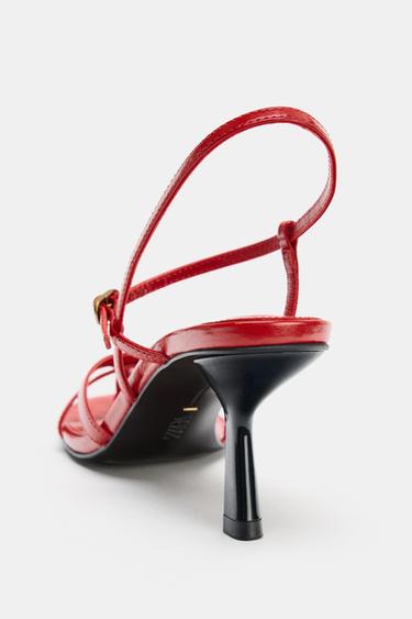 LIMITED EDITION LEATHER STRAPPY SANDALS - Red by Zara - Image 6