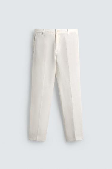 PANTALÓN RELAXED FIT LINO - Blanco de Zara - Imagen 0