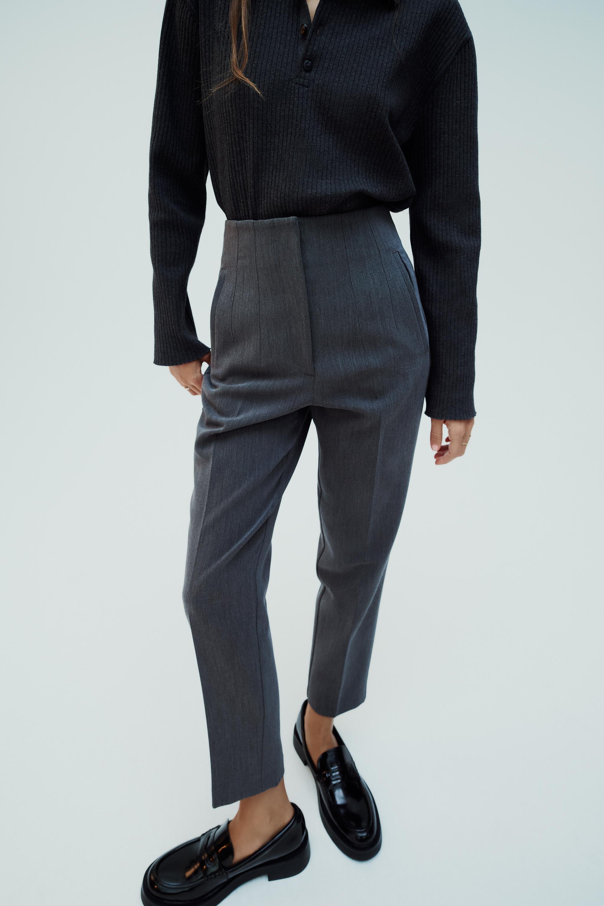 Zara, Pants & Jumpsuits, Zara Dusty Blue High Waisted Belted Pants  Trousers