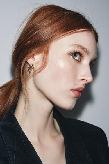 BEJEWELLED METAL EARRINGS - Golden by Zara
